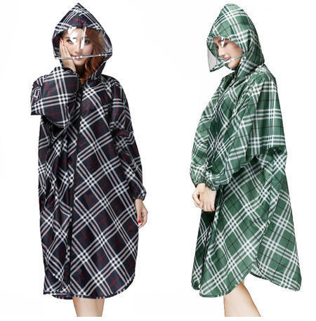 plaid rain poncho