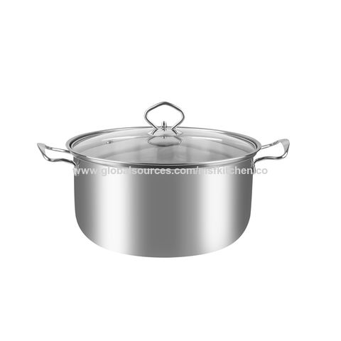 8PCS Straight Shape Stainless Steel Cookware Stock Pot with Clear