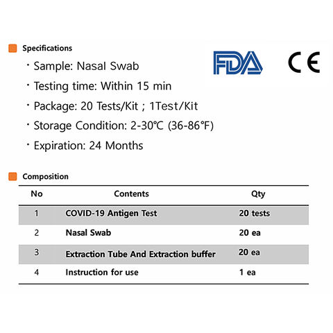 China Fast Delivery Antigen Rapid Test 1/20 Home Nose Tests Kit FDA CE ...