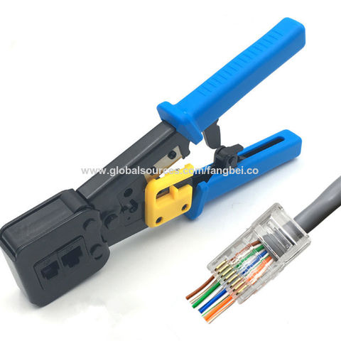 RJ45 Crimp Tool Pass Through Cat5 Cat5e Cat6 Crimping Tool for RJ45/RJ12  Regular