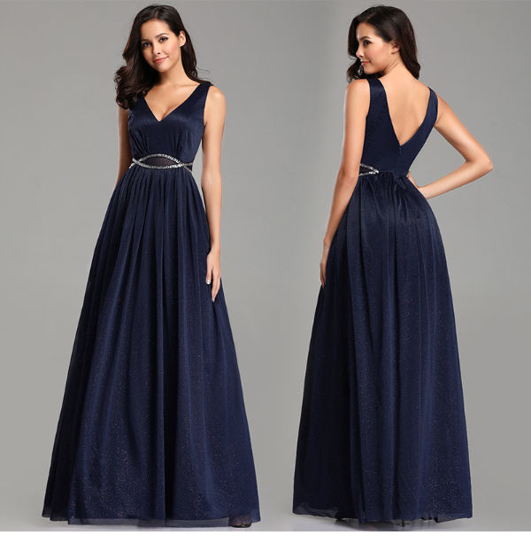 China Diamante artificial de los azules marinos que gotea los vestidos  elegantes huecos del banquete de la cintura, traje de la cena, vestidos de  noche llenos encendido Global Sources,vestidos de la dama