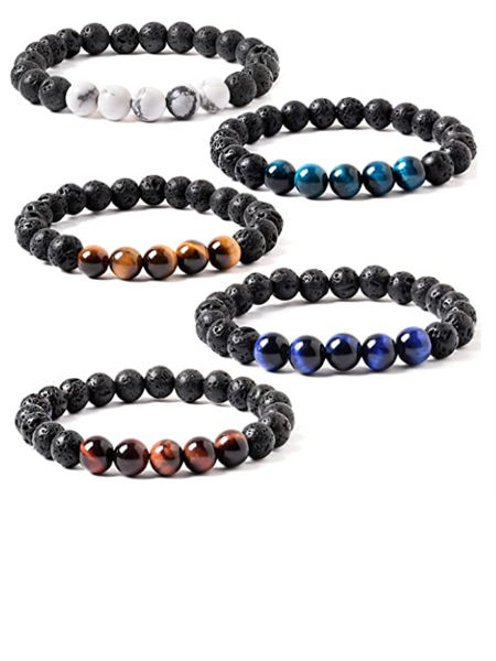  FINZOR 15 Pcs 8mm Healing Stone Beaded Bracelets for Women Men  Semi-Precious Gemstones Bracelets Crystal Beaded Bracelet Unisex Adjustable  Stretch Bracelets: Clothing, Shoes & Jewelry