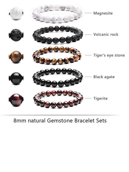 Mens Jewelry Natural Moon Stone Classic Beaded Black Bracelet
