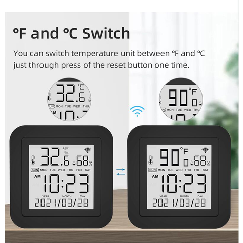 Smart WiFi IR Air Conditioner Controller Thermostat with LCD Display App Control Temperature Humidity Sensor Monitor Compatible with Alexa Google Home