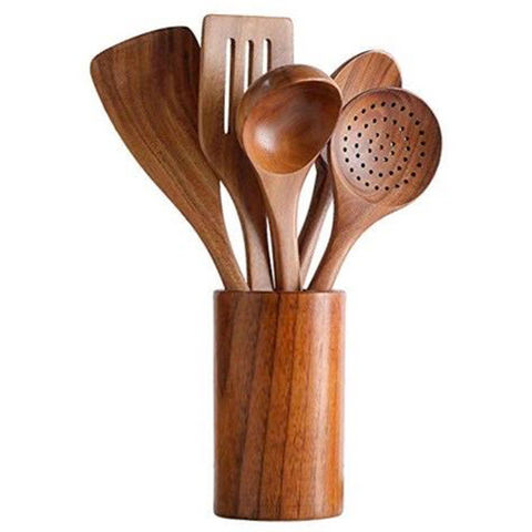 12 Pieces Silicone Natural Acacia Wooden Cooking Utensils Set 