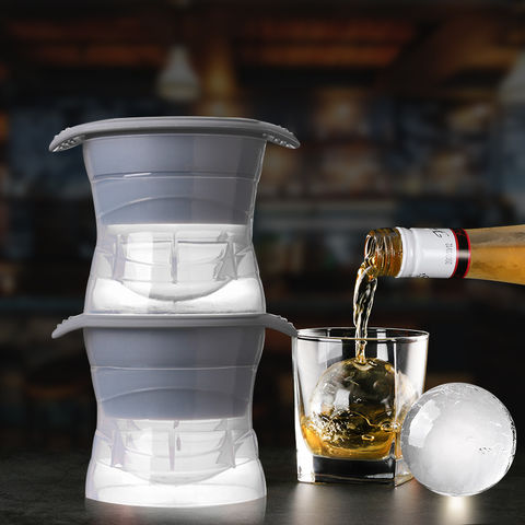 4-Large Ice Cube Ball Mold / Maker / Whiskey Round Mould / Ice