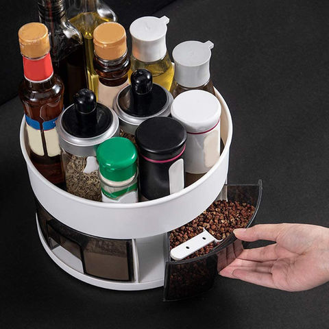 1pc Kitchen Spice Storage Box With 8-grid Spice Jar Drawer Organizer