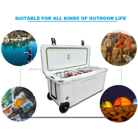 45L Cooler Box with Wheel Roller Portable Outdoor Food Storage