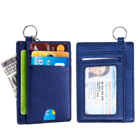 Rfid Credit Card Holder Wallet Coin Purse with Removable Key Chain for Men  Women,Yellow