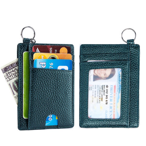 Teal Personalized Keychain Wallet Keychain ID Holder Leather 