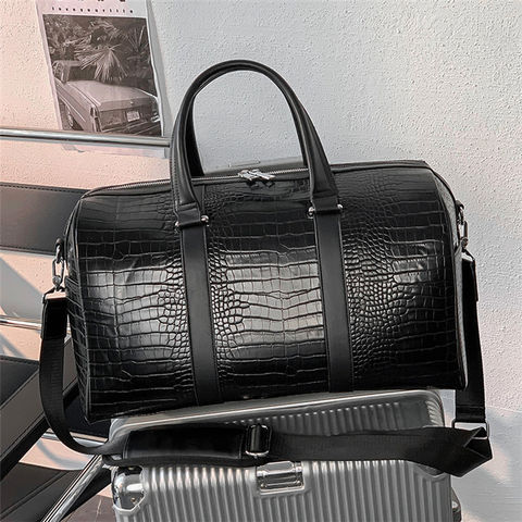Luxury All Black Leather Travel Weekender Bag