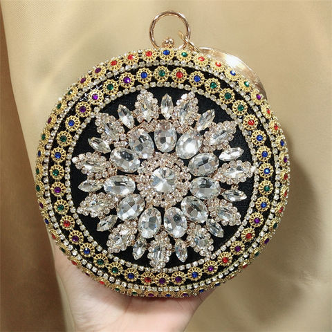 Luxury Diamonds Bucket Bag Design Shiny Rhinestone Shoulder Bag Evening Party Bag Wide Shoulder