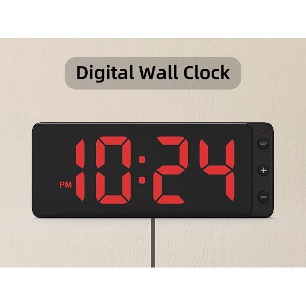Grande horloge murale numérique, affichage d'horloge numérique avec  température et humidité, numéros LED de 14,3 pouces