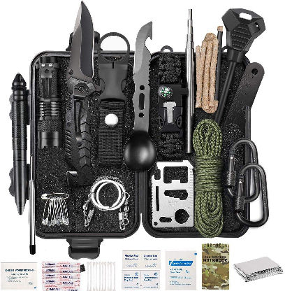 EILIKS Survival Gear Kit, Emergency EDC Survival Tools 24 in 1 SOS