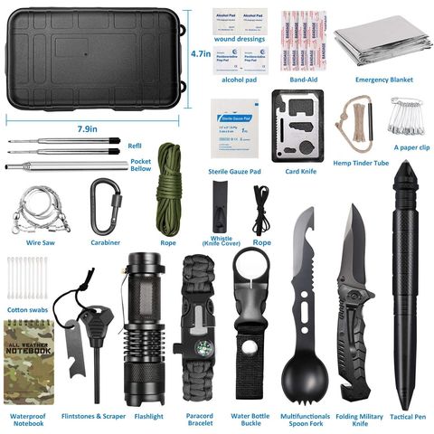 EILIKS Survival Gear Kit, Emergency EDC Survival Tools 24 in 1 SOS