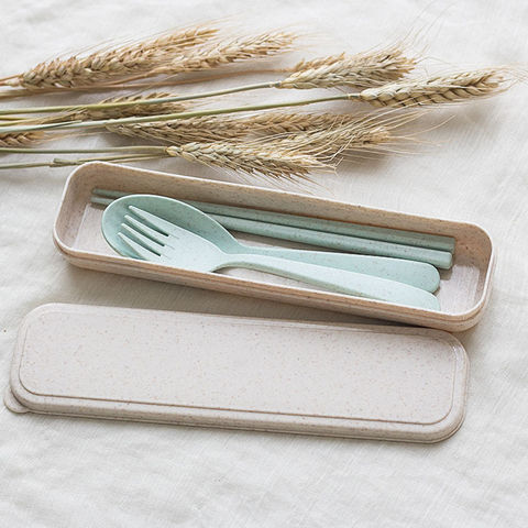 China Wheat Straw Lunch Box, Cutlery Sets factory and manufacturers