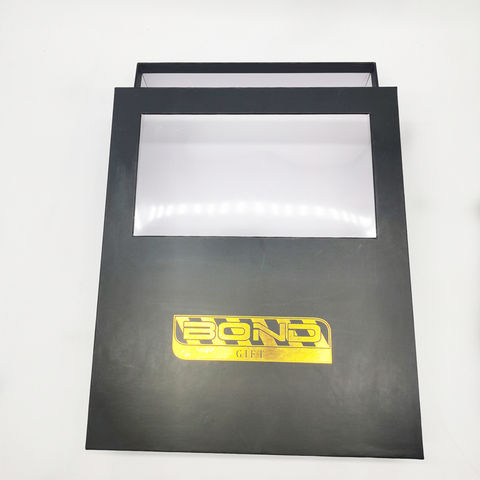 China Custom luxury shiny gold logo matte black cardboard gift boxes ...