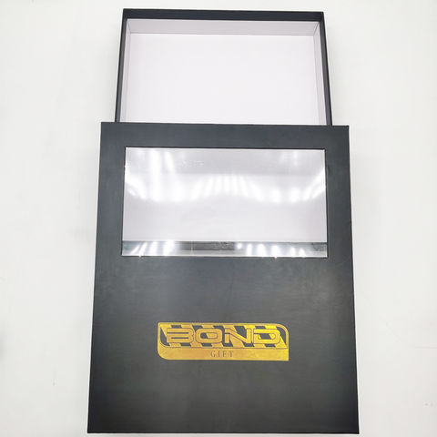 China Custom luxury shiny gold logo matte black cardboard gift boxes ...