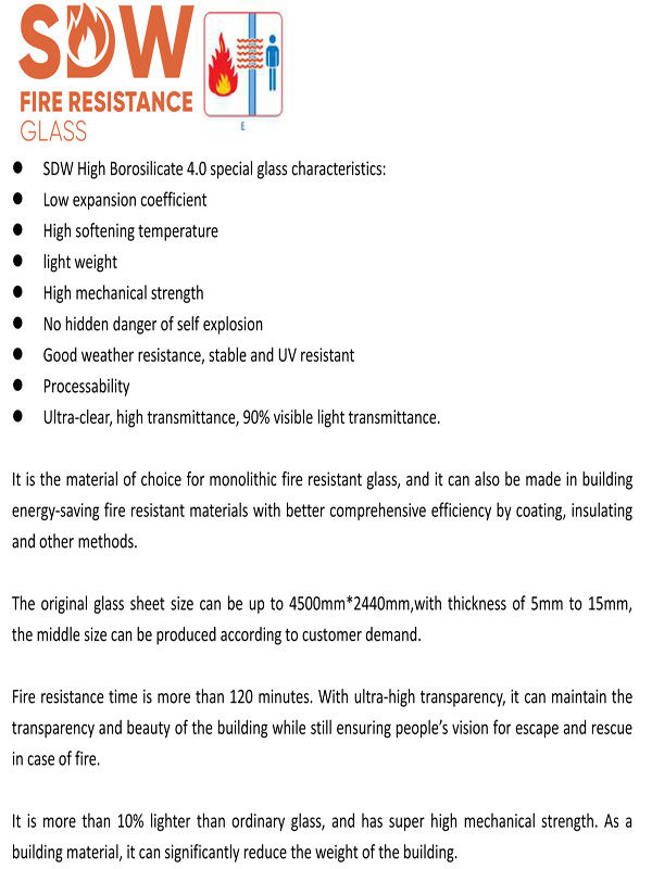EI60 fire rated glass tempered laminated building safety glass fire