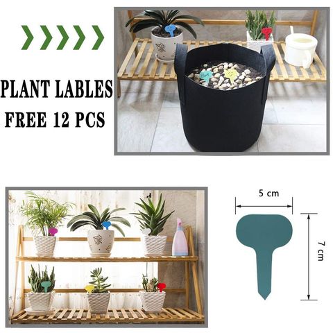 JERIA 12-Pack 3 Gallon, Vegetable/Flower/Plant Grow Bags, Aeration Fabric  Pots with Handles (Black), Come with 12 Pcs Plant Labels 