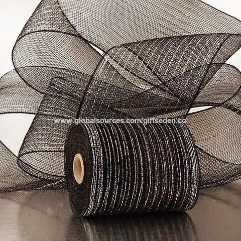Mesh Ribbon Sample China Fashion Metallic Thread 6'' Deco Mesh Ribbons for Christmas ...
