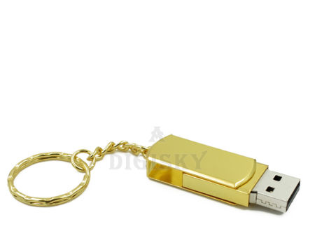 Pack of 10 2GB USB 2.0 Flash Memory Stick Mini Metal Gold Swivel Flash Drive 