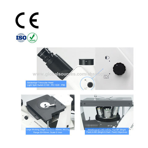 China Microscope headband Trinocular Inverted metallurgical microscope ...