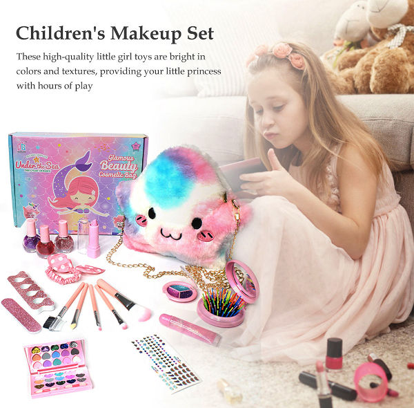 Maquillage Enfant Jouet Filles, Lavable Palette Maquillage pour Enfant,  Coffret Maquillage Enfant Filles Makeup Set, Cadeau de Noël