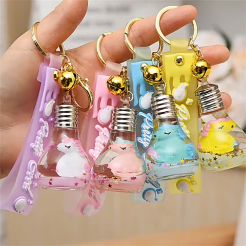 Acrylic Moving Liquid Keyrings  Acrylic Keychain Creative Milk