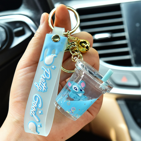 Buy Wholesale China Cartoon Cute Cat Keychain Milk Tea Cup Liquid Keychain  Boba Keychain Quicksand Sequin Key Ring & Boba Keychain at USD 0.21