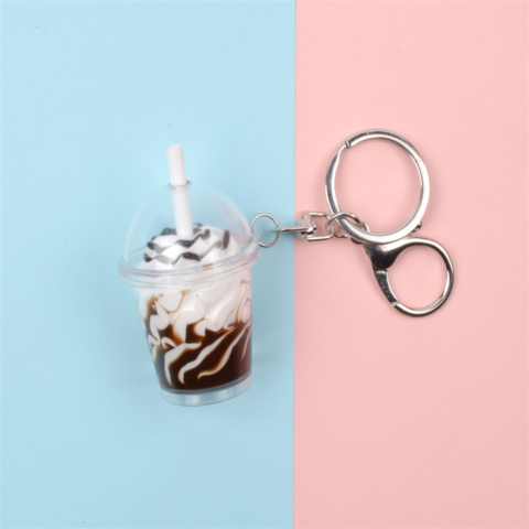 Buy Wholesale China Cartoon Cute Cat Keychain Milk Tea Cup Liquid Keychain  Boba Keychain Quicksand Sequin Key Ring & Boba Keychain at USD 0.21