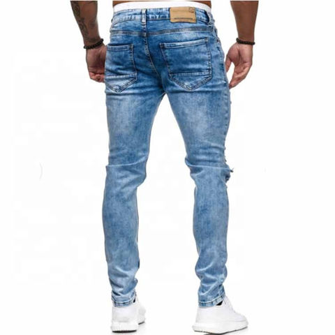 La venta caliente lavó la moda de Homme de los tejanos de los hombres rasgados flacos de la cintura baja de Jean