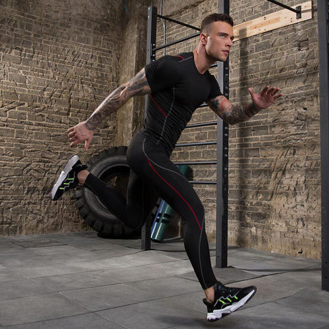 Factory Direct High Quality China Wholesale Wholesale Softest Fitness Sport  Wear High Elastic Men Running Sports Leggings With T-shirts $6 from  DongGuan Jiejin Security Protection Equipment Co.,Ltd.