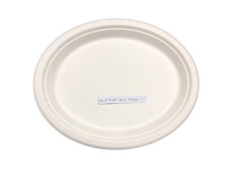 Compostable Oval Paper Plates, 12.5 Inch Sugarcane Dinner Plates