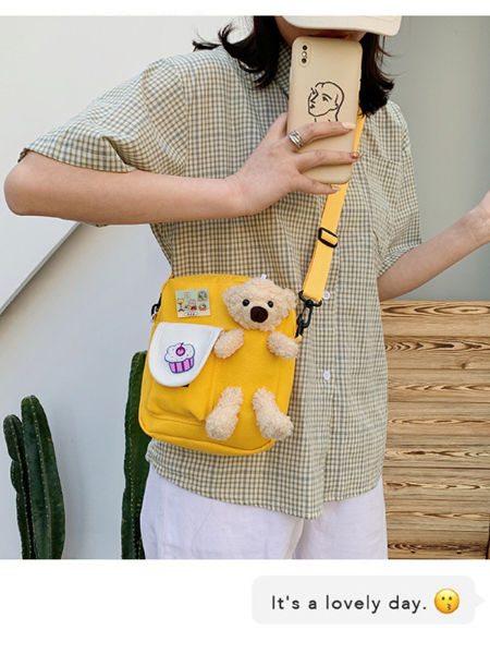 Buy Wholesale China New Canvas Purse Bag Girl Cute Shoulder Bag Lady  Crossbody Messenger Bag With Bear & Messenger Bags at USD 1.83