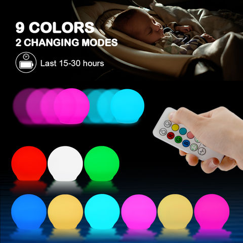 Linda lámpara de bola de masa USB recargable de silicona Squishy luz 7  colores cambiantes bebé dormir lámpara luz de noche para Navidad niños  niños