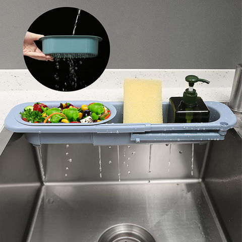 Stainless Steel Auto Drain Tray Partition Sponge Holder Self