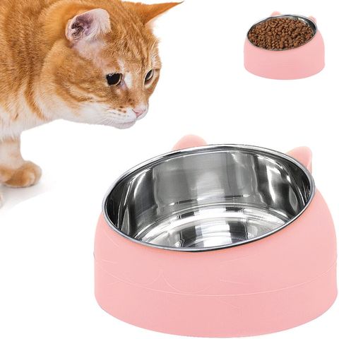 Stainless Steel Cat Bowl 200ml Cat Water Bowl Multifunction Food And Water  Bowl Pink