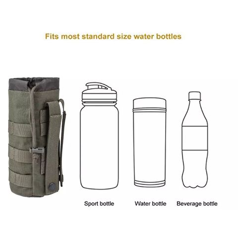 Sports Water Bottles Pouch Bag Tactical Drawstring Molle Bottle