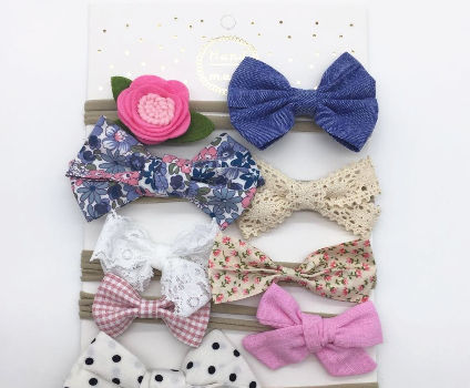 3 pieces hot pink 1.4" mini sequin bows DIY baby headband supplies 