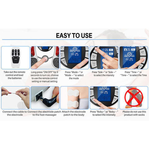 Electric Ems Leg Foot Massager Pad With Electrode Patch Pain Relax