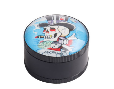 Sugar Skull 65mm Green Metal Spice Herb 4 Part Green Grinder