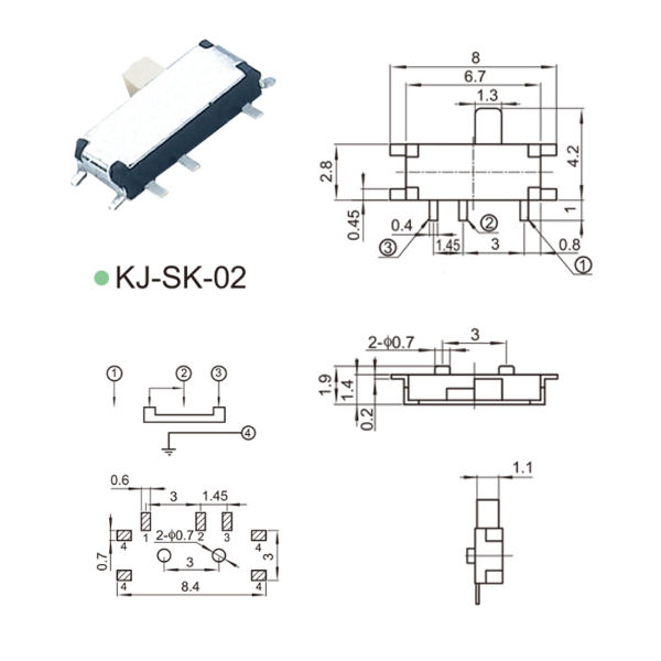 Yueqing factory SK-02 3 Pin Slide Switch Mini Push Button Switch 