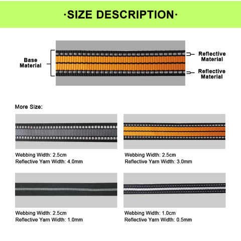 Sangle Réfléchissante en Polypropylène de 2,5 cm à Coudre sur Vêtements de Sécurité, Taille et Couleur Personnalisables