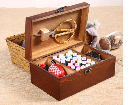 Wooden sewing basket Wooden sewing storage box Wooden sewing box Wooden  sewing kit Wooden sewing box with accessories