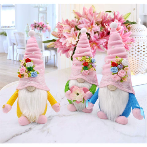 2 PCS Spring Lavender Gnomes Plush Scandinavian Tomte Elf Doll Flower