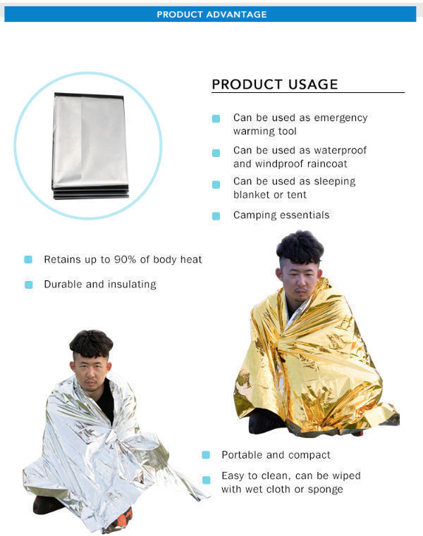 China Rescue Emergency Thermal Blanket Aluminum Foil Survival Emergency Blanket on Global