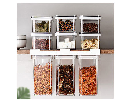 Huhudde Kitchen Cabinet Hanging Plastic Airtight Storage Box Wall-Mounted  Sliding Sealed Grain Jar Transparent Food Container