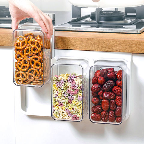Buy Wholesale China Cabinet Food Seal Container Hanging Storage Rack With  Sliding Sealed Jar & Cereal Storage Containers at USD 6