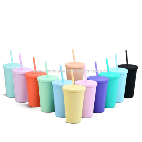 Tumblers with Lids and Straws, 22oz Double Wall Plastic Tumblers, Reusable  Cup with Straw - Insulated Tumbler Bottles, BPA Free Pack of 6